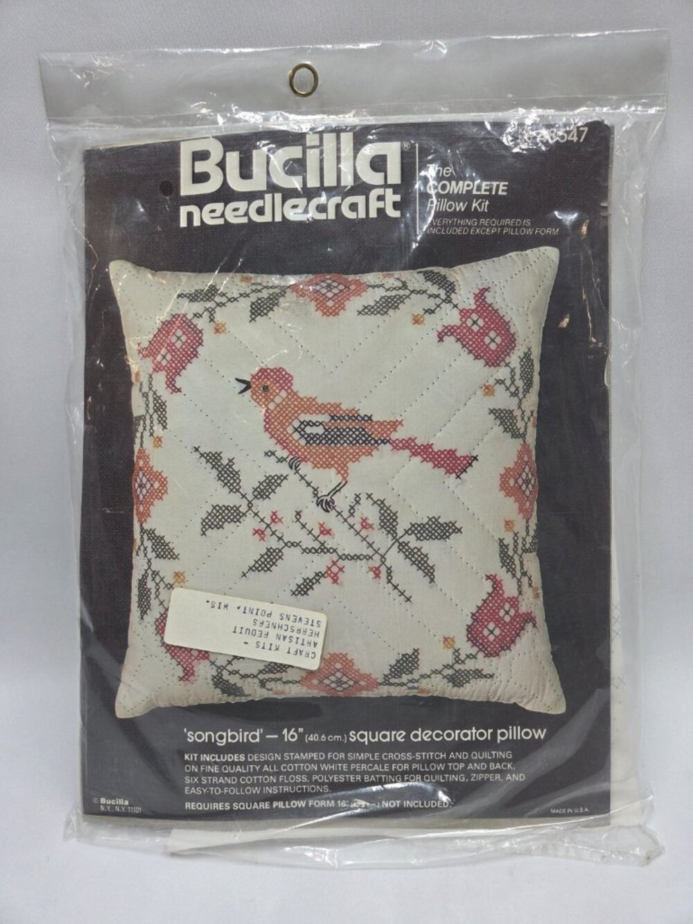 Bucilla Needlecraft Song Bird 48547 Pillow Kit Cross Stitch Quilting Sealed USA